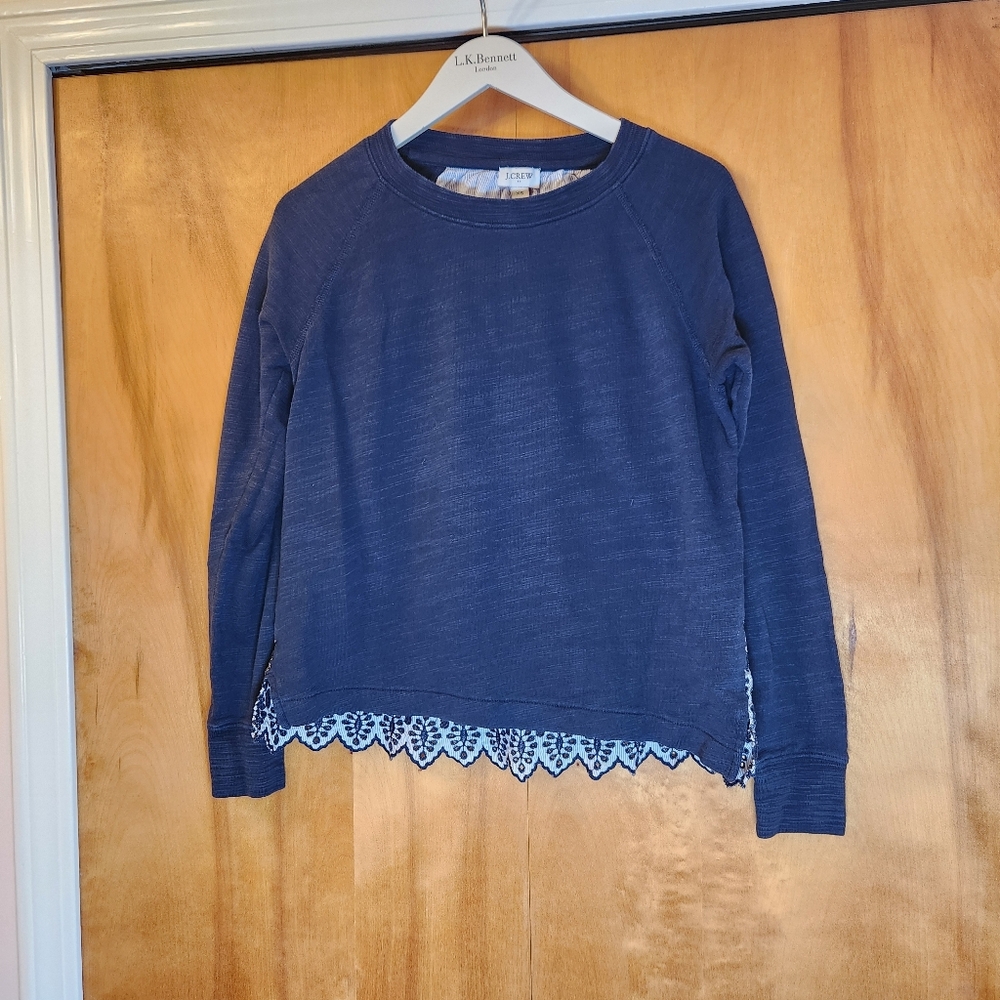 J. Crew Women's Eyelet-Back Sweatshirt in Navy, XS